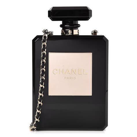 chanel plexiglass perfume bottle bag|CHANEL Plexiglass Perfume Bottle Clutch Black Gold.